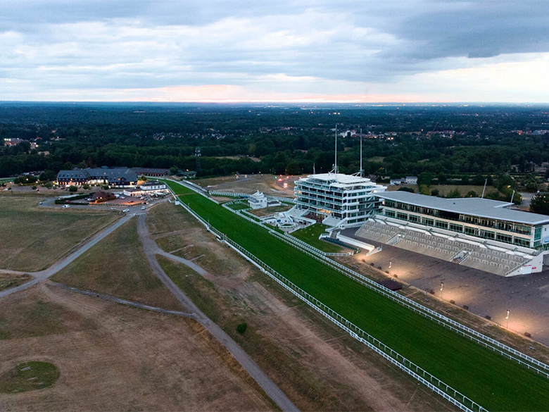 Aerial view of a horse racing track